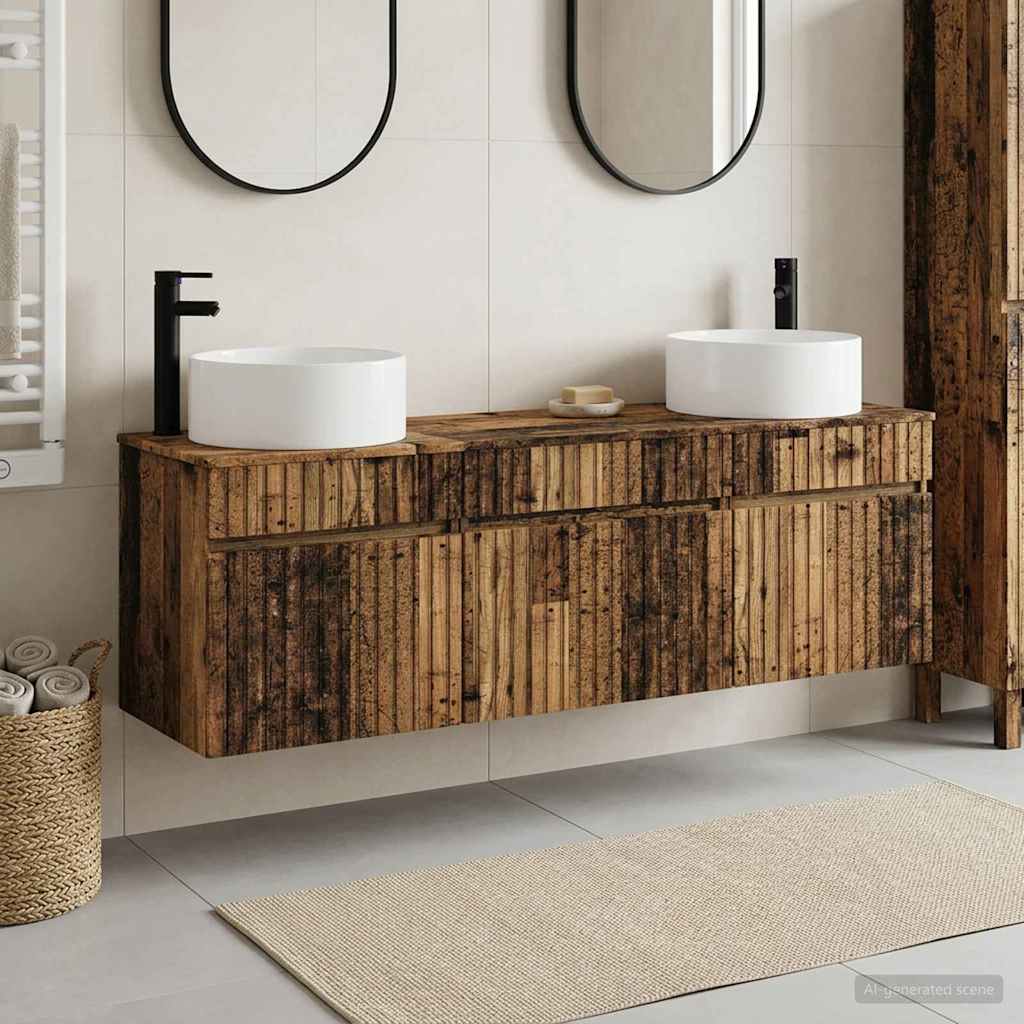 vidaXL Juego de Muebles de Baño 3 uds. Madera envejecida