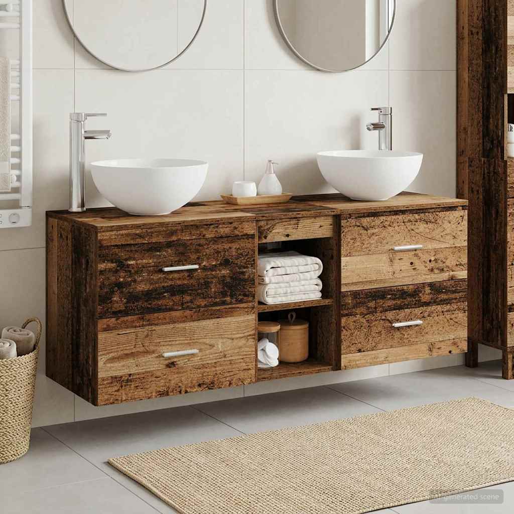 vidaXL Juego de Muebles de Baño 3 uds. Madera envejecida