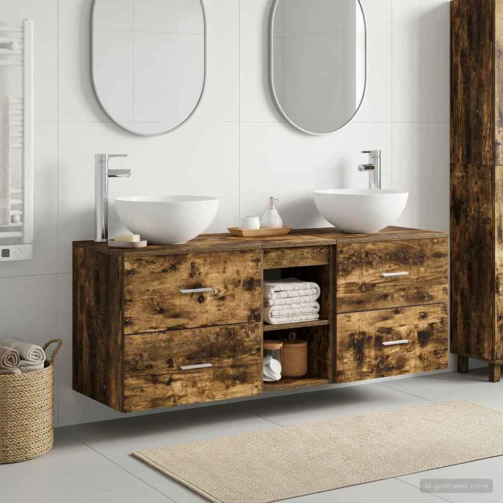 vidaXL Juego de Muebles de Baño 3 uds. Roble Ahumado