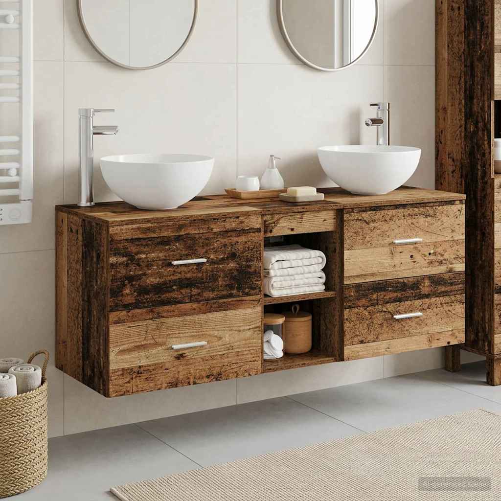 vidaXL Juego de Muebles de Baño 3 uds. Madera envejecida