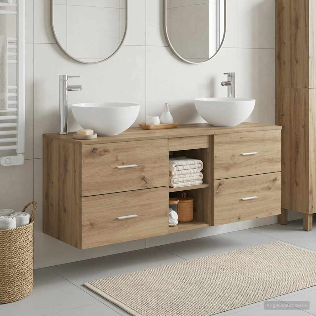 vidaXL Juego de Muebles de Baño 3 uds. Roble artisan