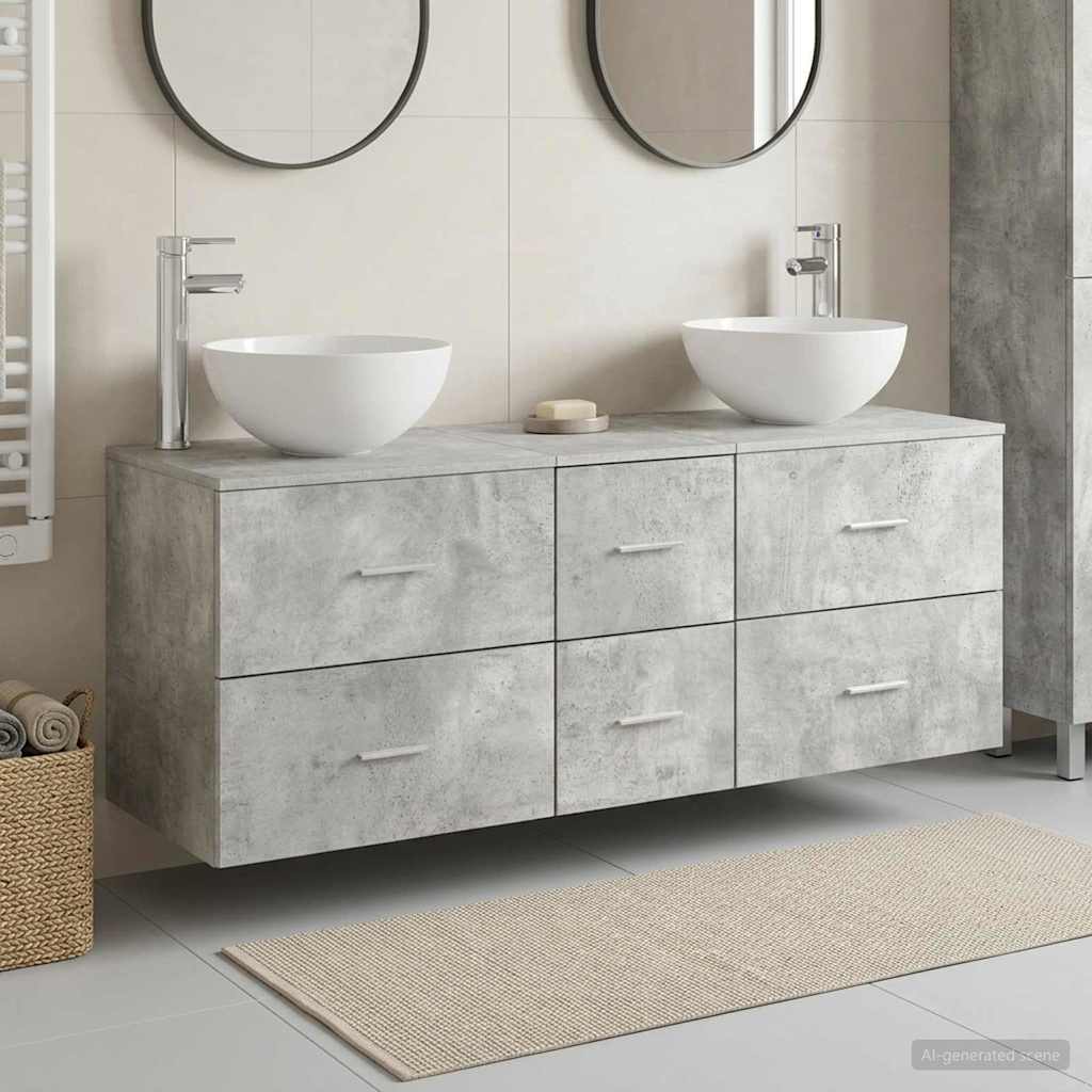 vidaXL Juego de Muebles de Baño 3 uds. Gris Hormigón
