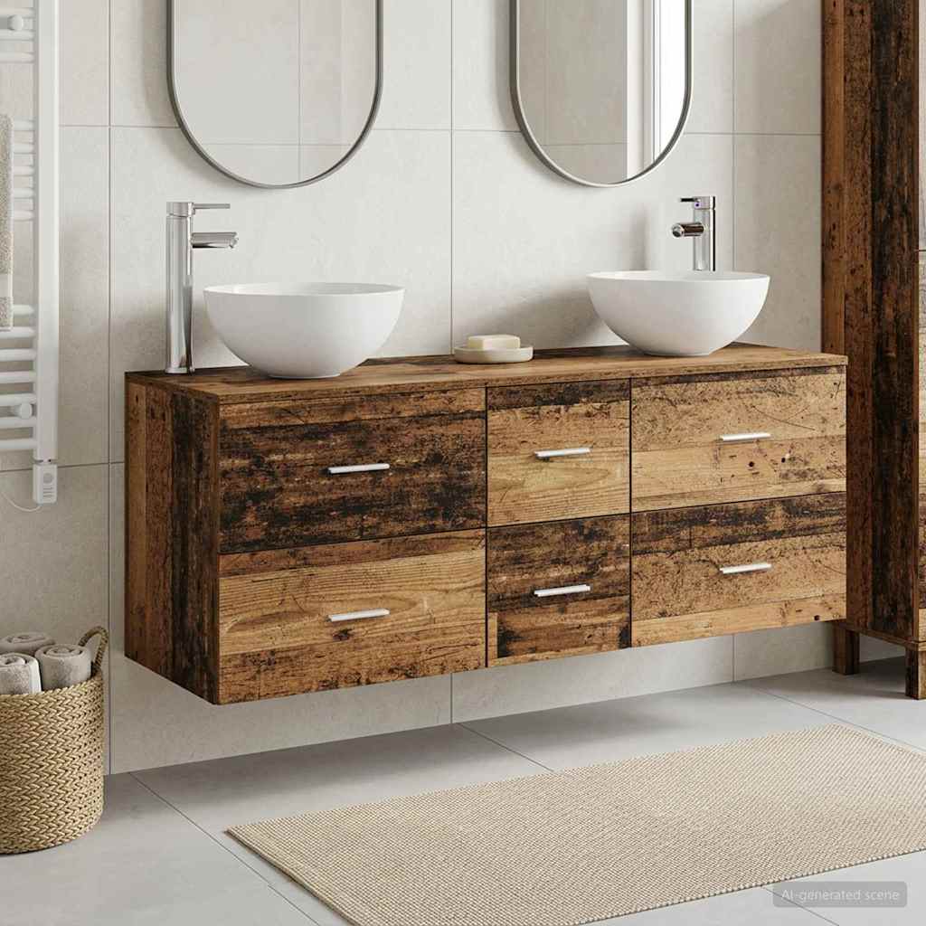 vidaXL Juego de Muebles de Baño 3 uds. Madera envejecida