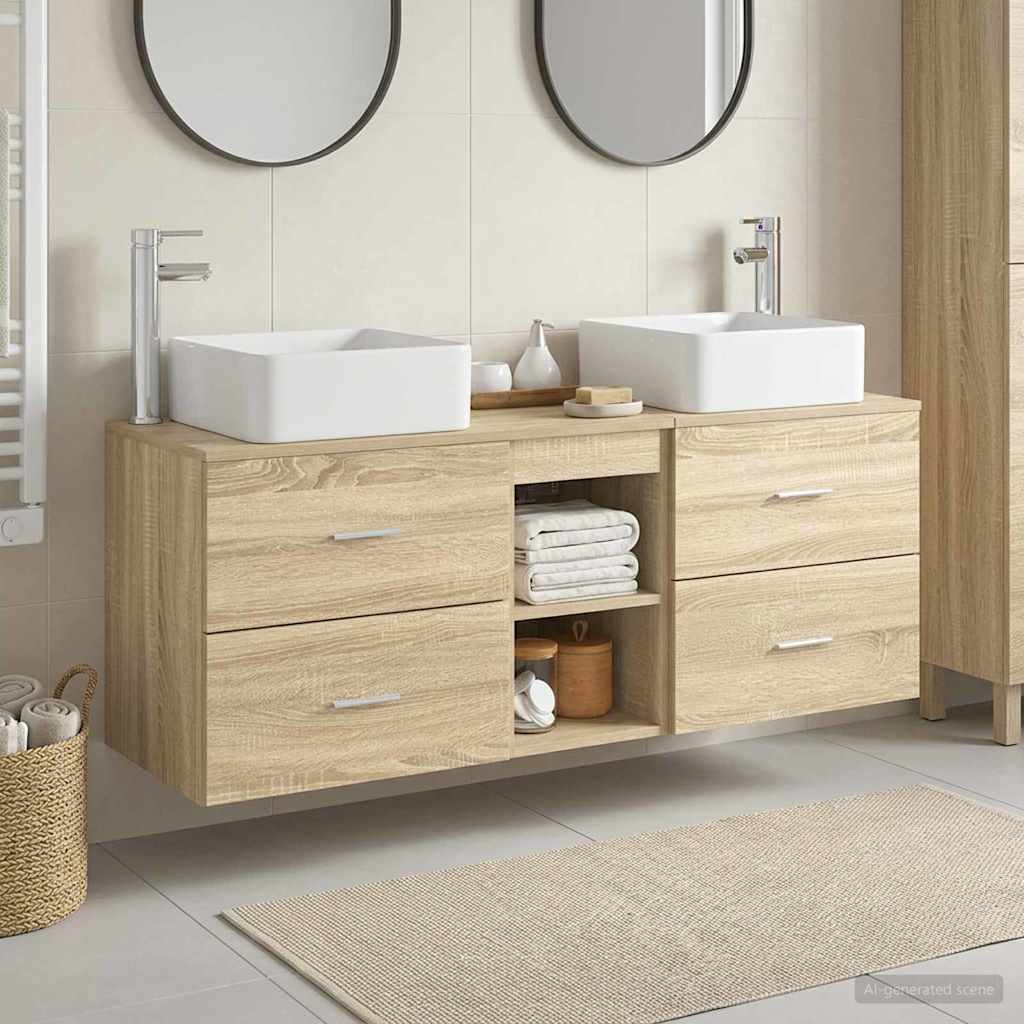 vidaXL Juego de Muebles de Baño 3 uds. Roble Sonoma 49,5 x 41 x 63 cm