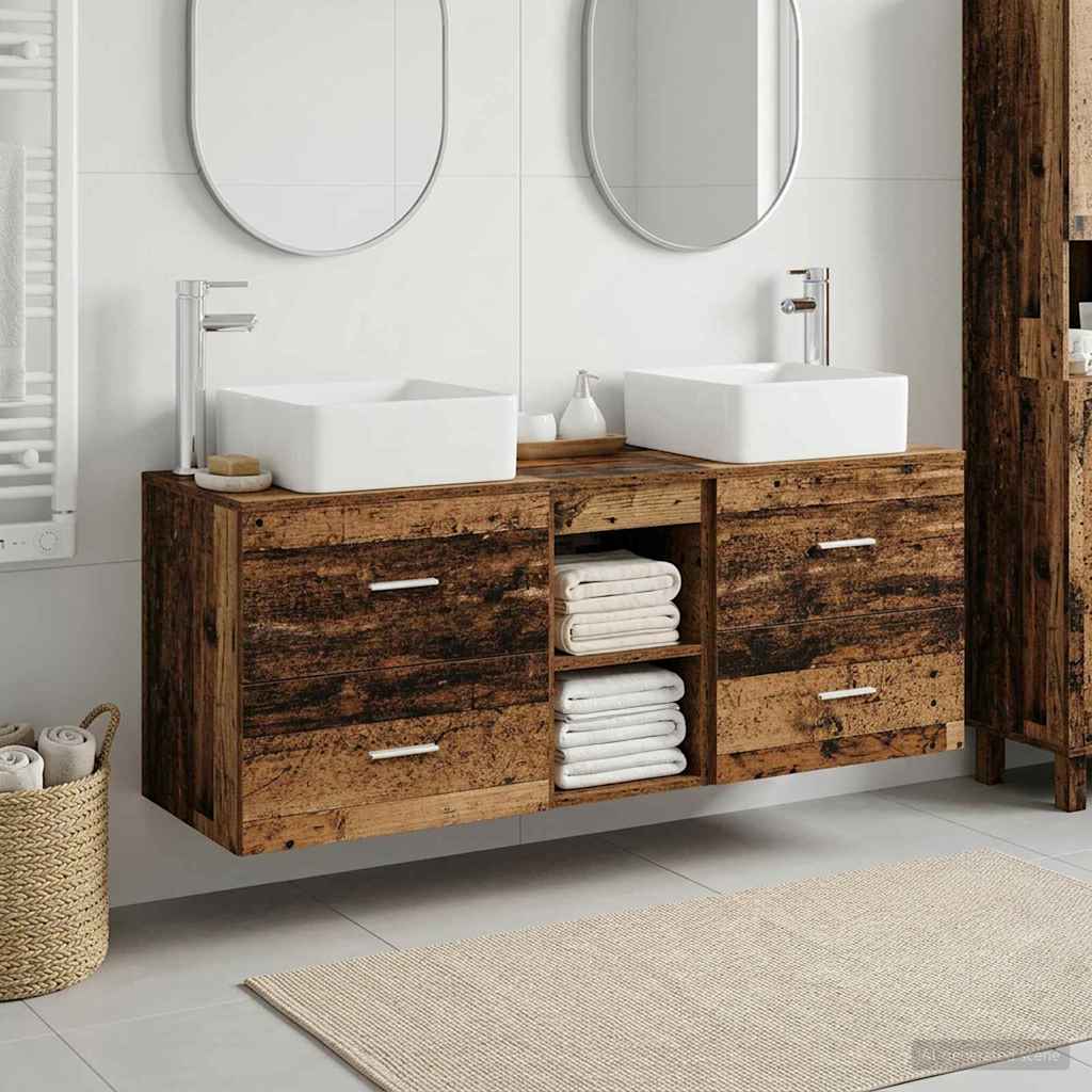 vidaXL Juego de Muebles de Baño 3 uds. Madera envejecida