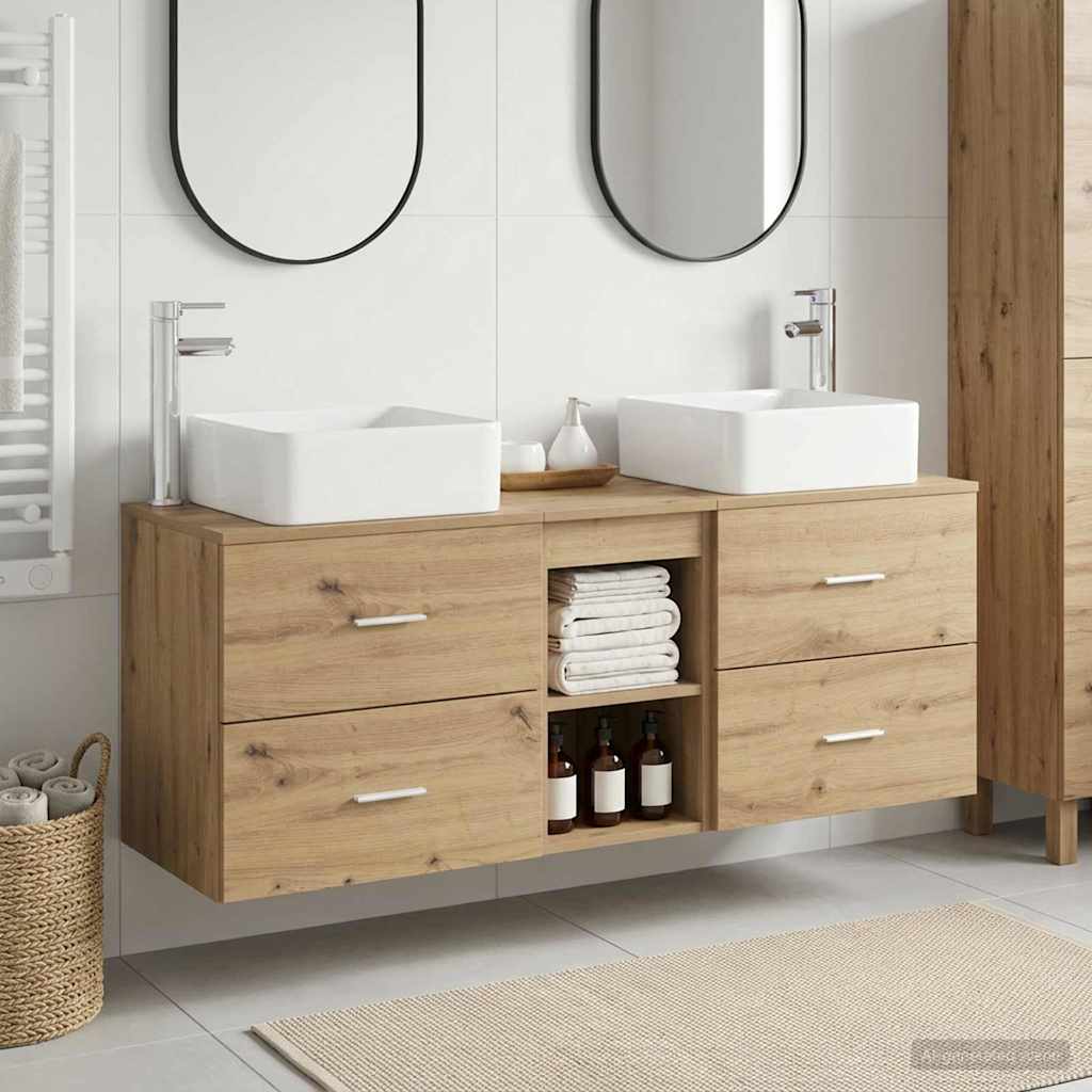 vidaXL Juego de Muebles de Baño 3 uds. Roble artisan 129 x 41 x 80 cm