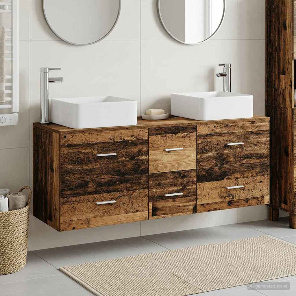 vidaXL Juego de Muebles de Baño 3 uds. Madera envejecida