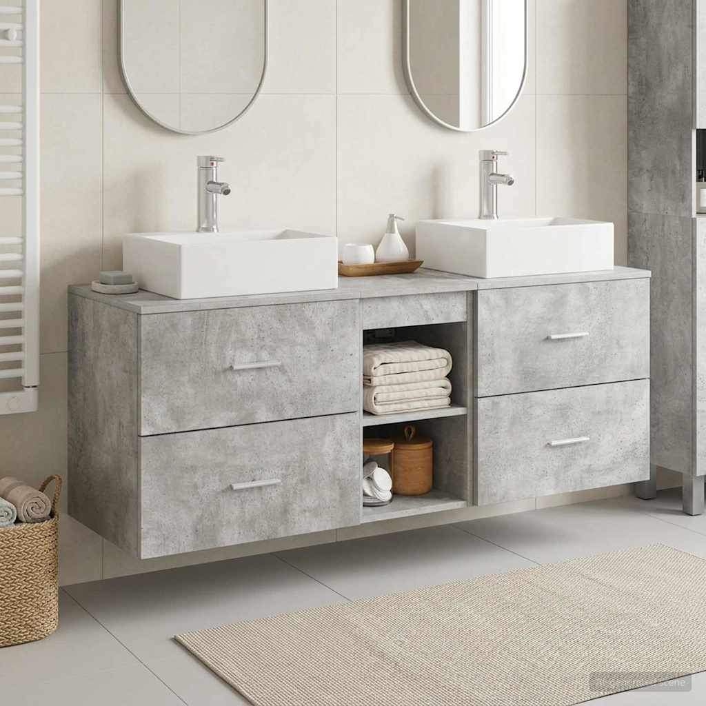 vidaXL Juego de Muebles de Baño 3 uds. Gris Hormigón