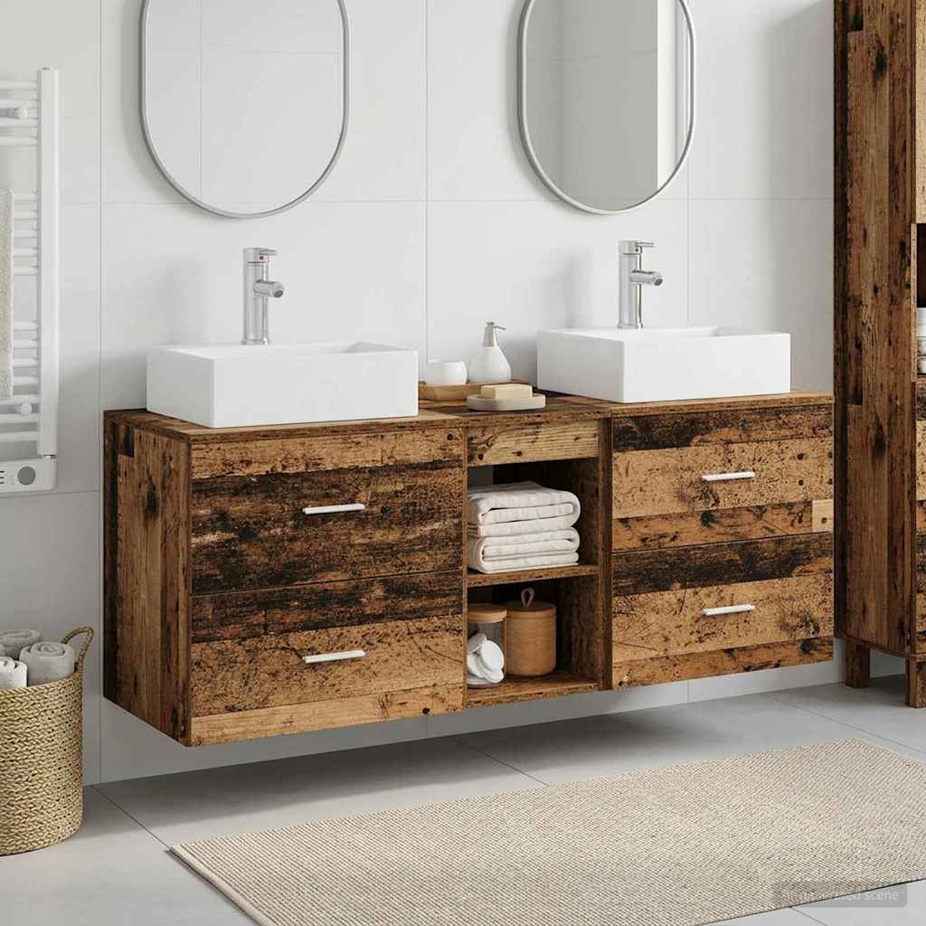 vidaXL Juego de Muebles de Baño 3 uds. Madera envejecida