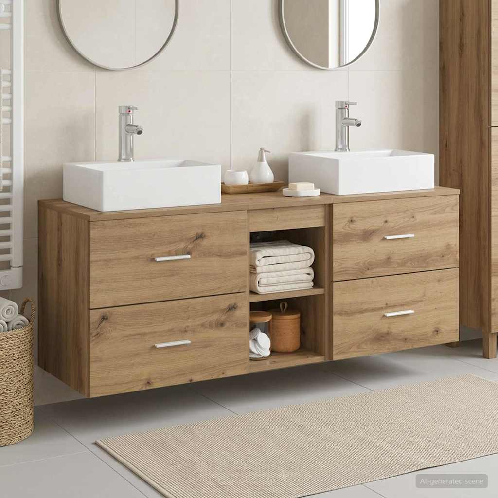 vidaXL Juego de Muebles de Baño 3 uds. Roble artisan