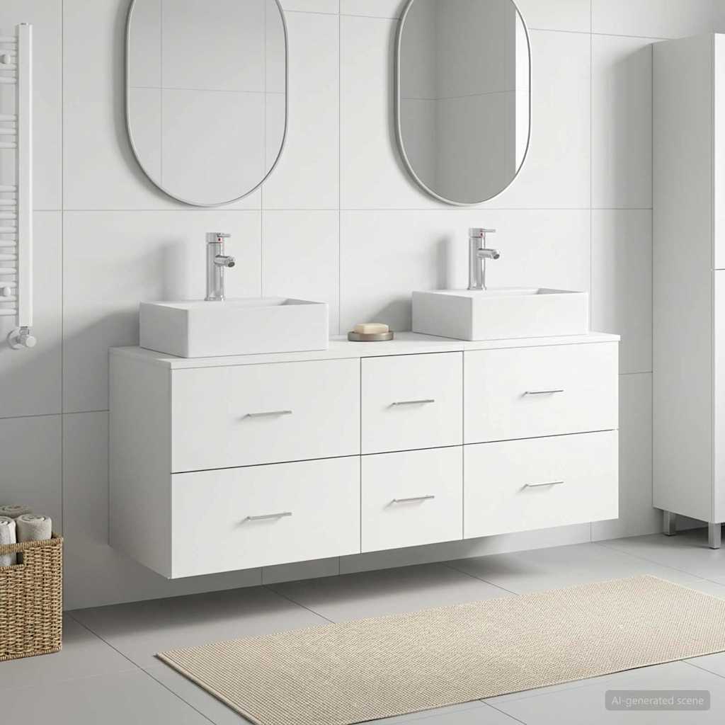 vidaXL Juego de Muebles de Baño 3 uds. Blanco 129 x 41 x 79,5 cm