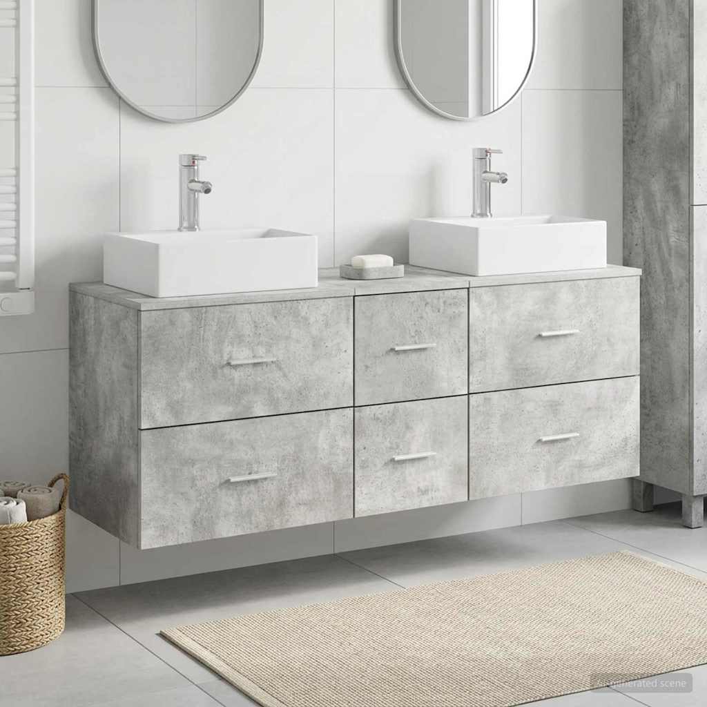 vidaXL Juego de Muebles de Baño 3 uds. Gris Hormigón
