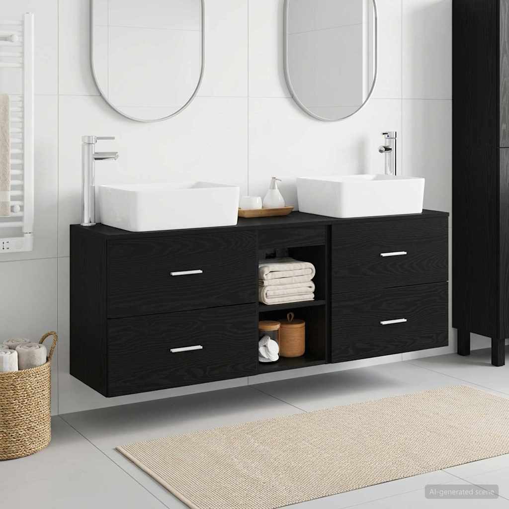 vidaXL Juego de Muebles de Baño 3 uds. Negro 136 x 35 x 80 cm