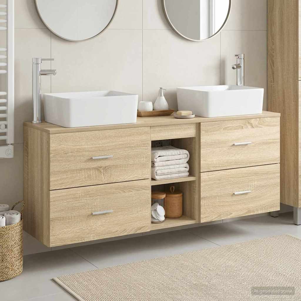 vidaXL Juego de Muebles de Baño 3 uds. Roble Sonoma 136 x 35 x 80 cm