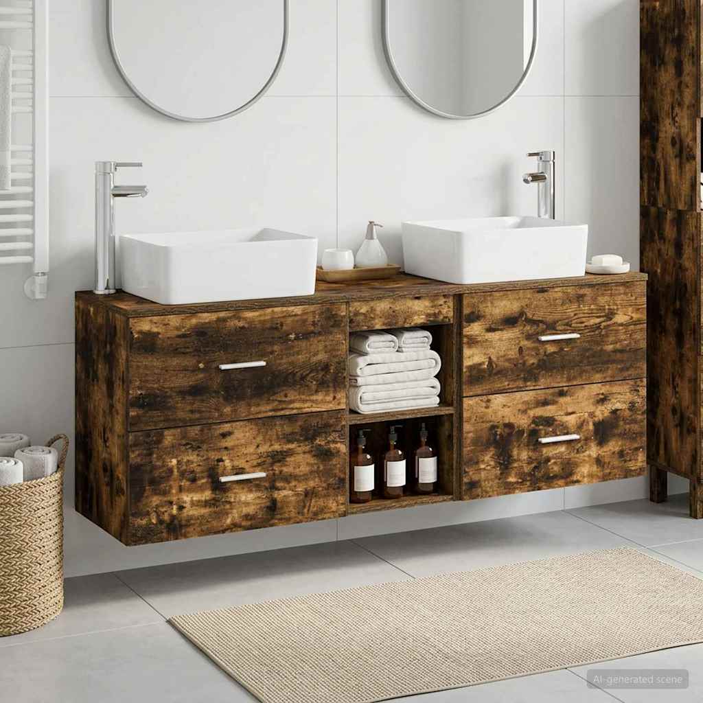 vidaXL Juego de Muebles de Baño 3 uds. Roble Ahumado 53 x 34,5 x 63 cm
