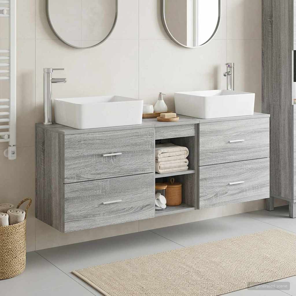 vidaXL Juego de Muebles de Baño 3 uds. Sonoma gris 136 x 35 x 80 cm
