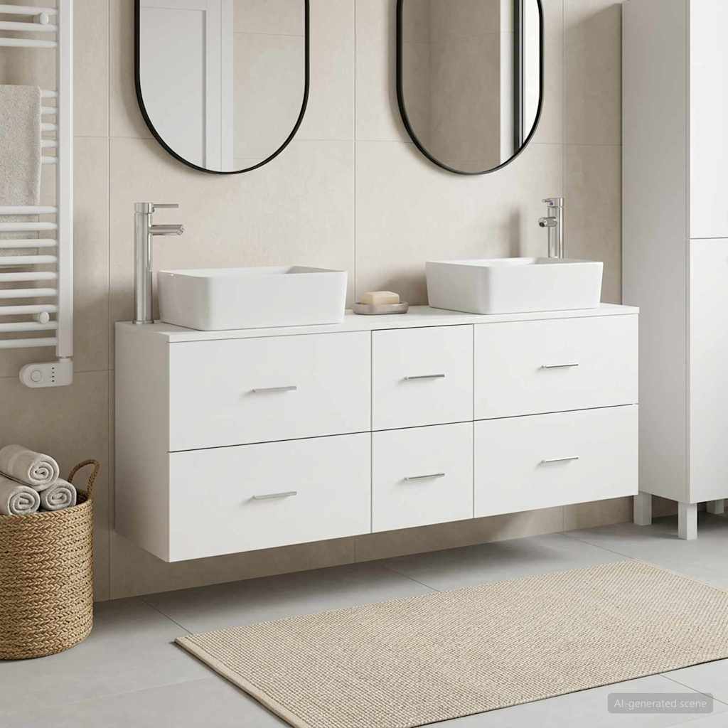 vidaXL Juego de Muebles de Baño 3 uds. Blanco 136 x 35 x 80 cm