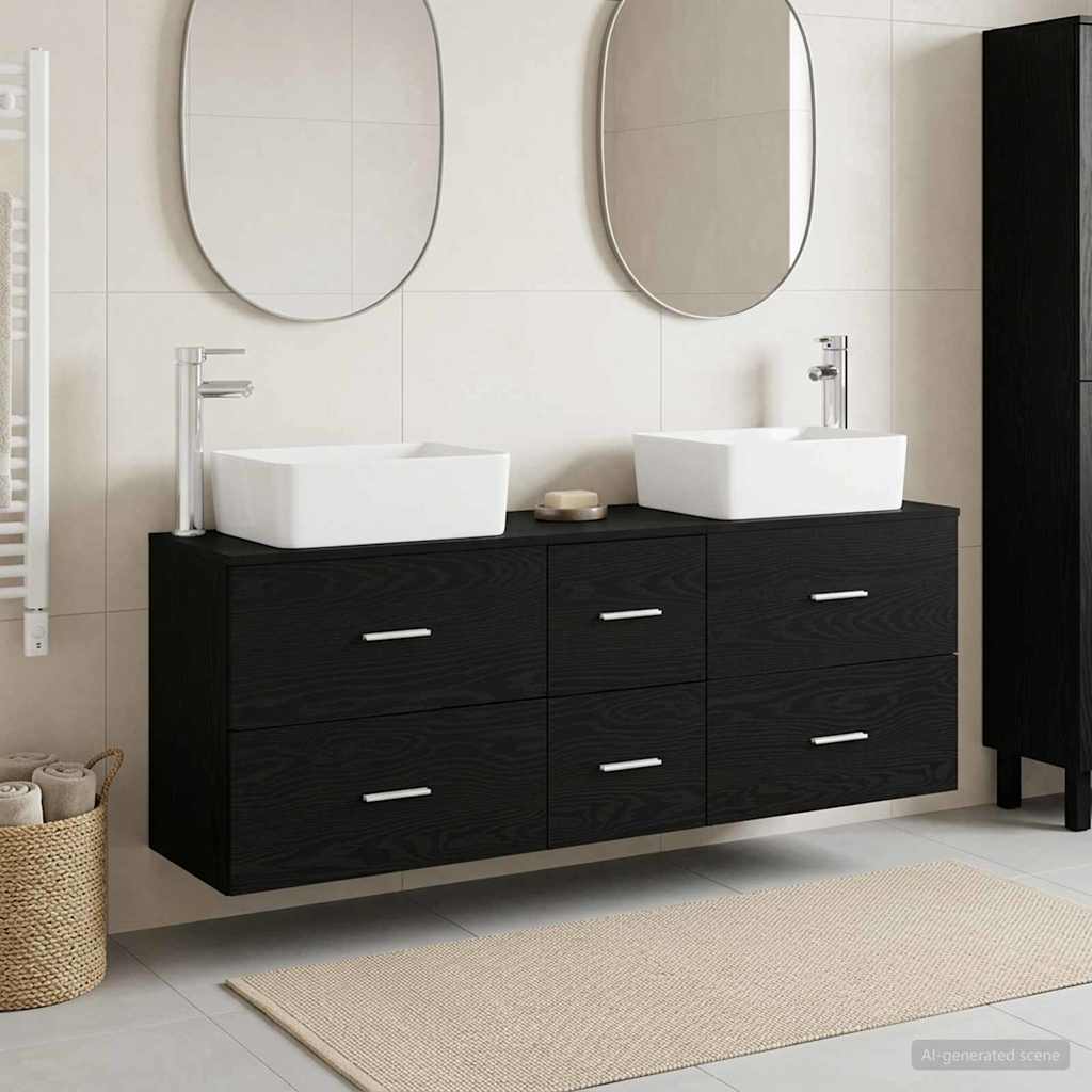 vidaXL Juego de Muebles de Baño 3 uds. Negro 136 x 35 x 80 cm