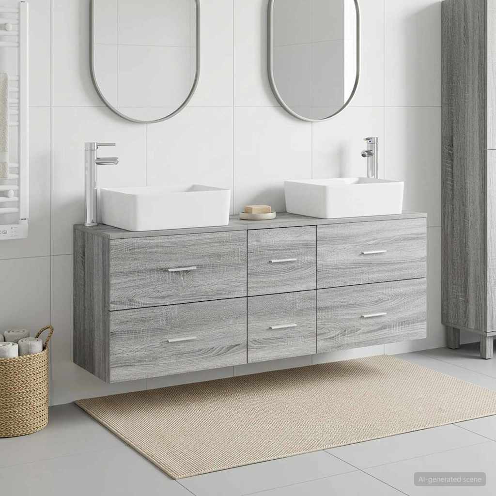 vidaXL Juego de Muebles de Baño 3 uds. Sonoma gris 136 x 35 x 80 cm