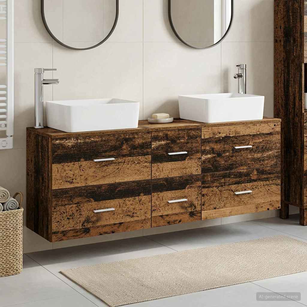 vidaXL Juego de Muebles de Baño 3 uds. Madera envejecida