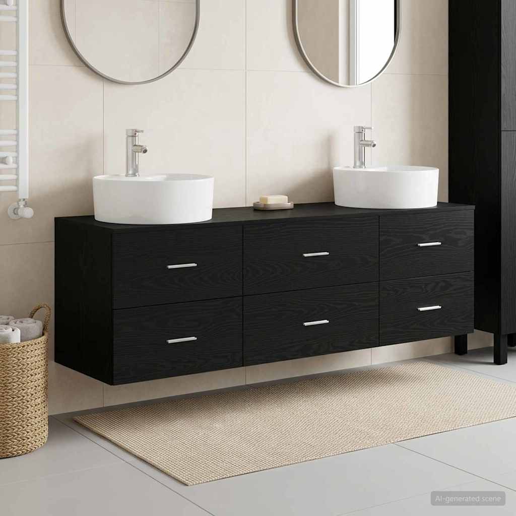 vidaXL Juego de Muebles de Baño 3 uds. Negro 161,5 x 44,5 x 82 cm