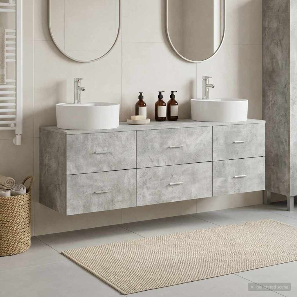 vidaXL Juego de Muebles de Baño 3 uds. Gris Hormigón