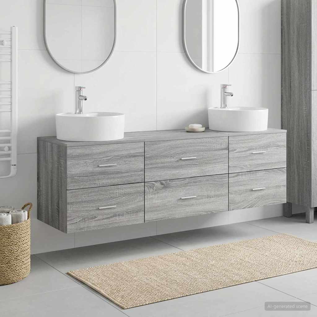 vidaXL Juego de Muebles de Baño 3 uds. Sonoma gris