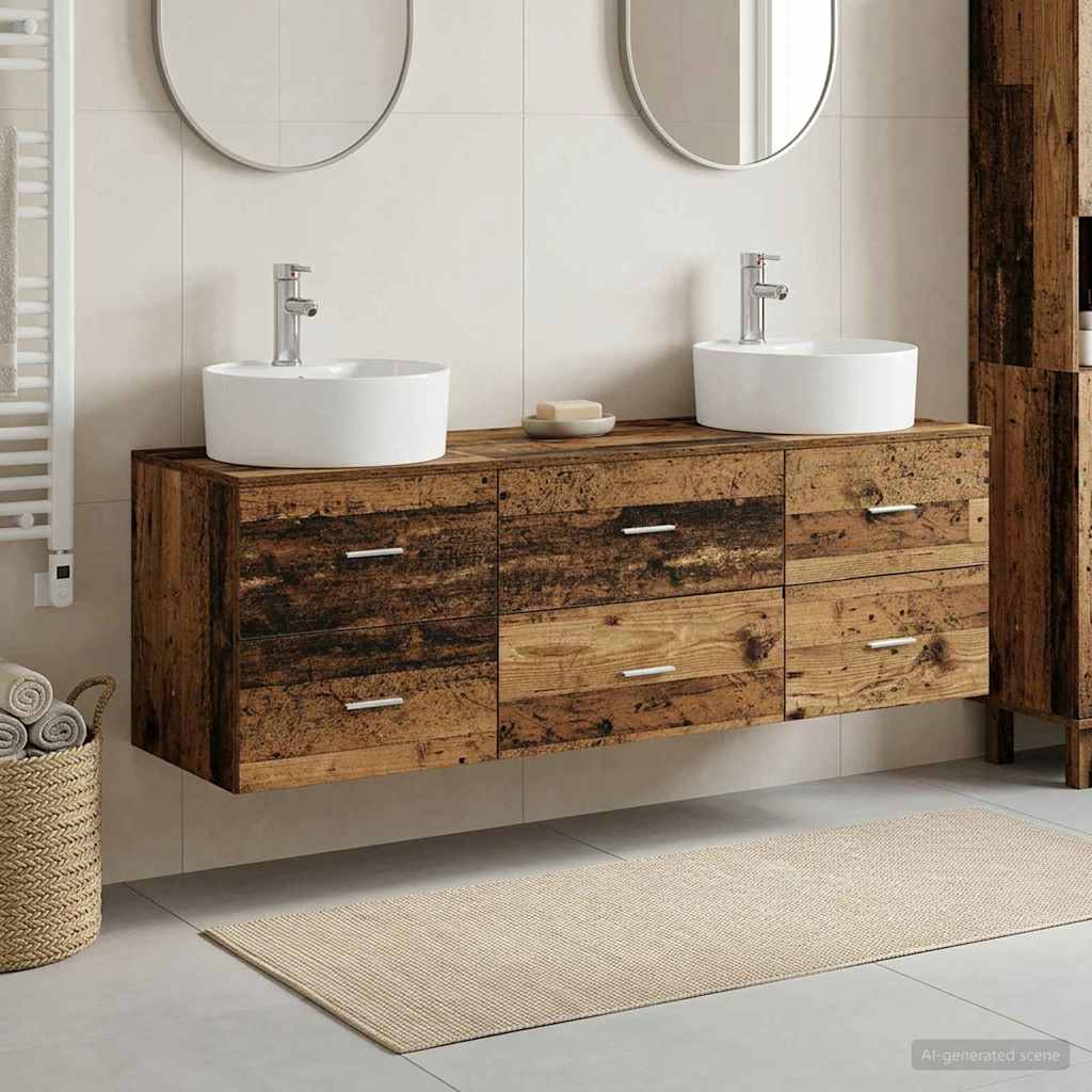 vidaXL Juego de Muebles de Baño 3 uds. Madera envejecida