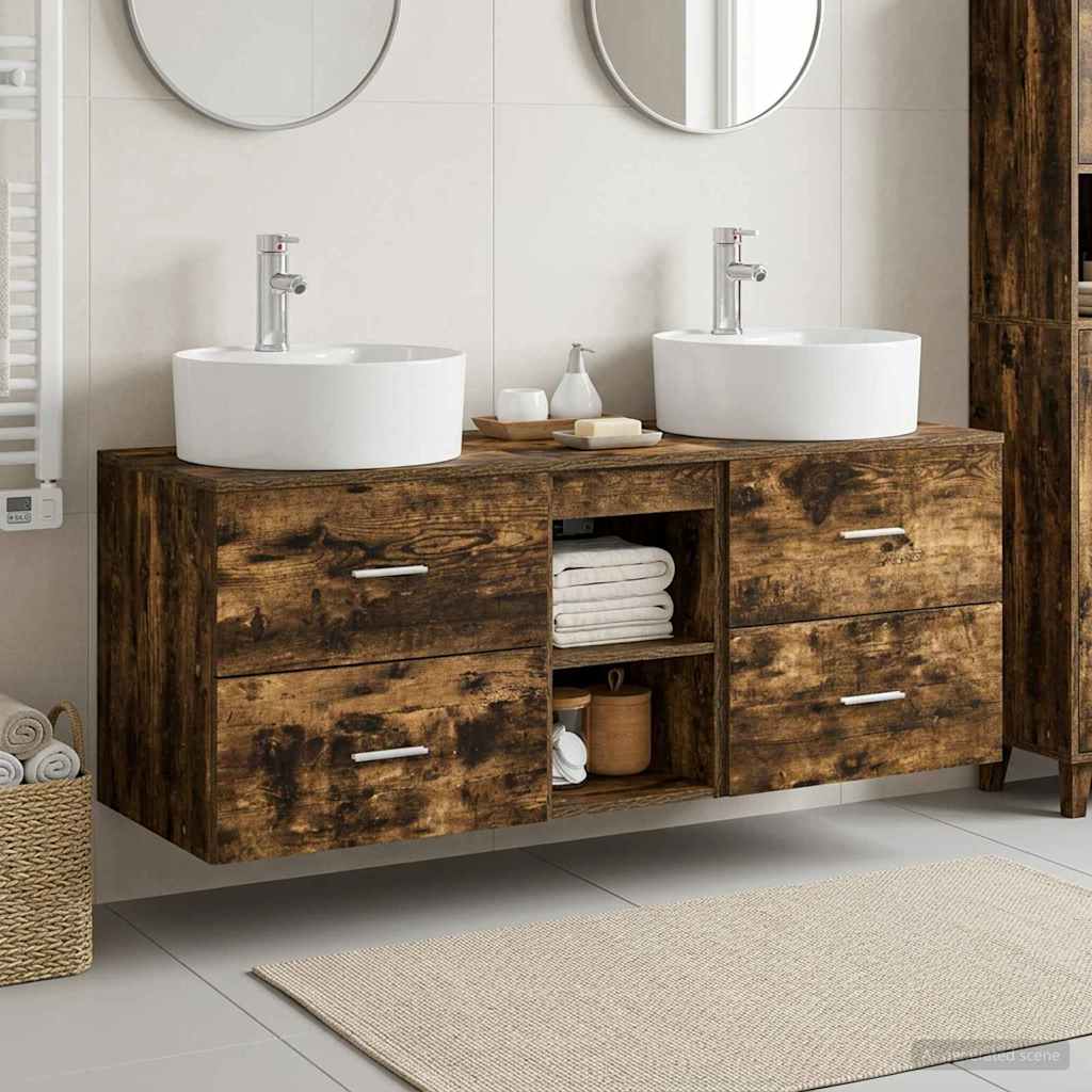 vidaXL Juego de Muebles de Baño 3 uds. Roble Ahumado