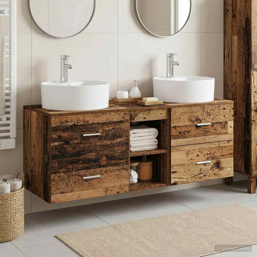 vidaXL Juego de Muebles de Baño 3 uds. Madera envejecida