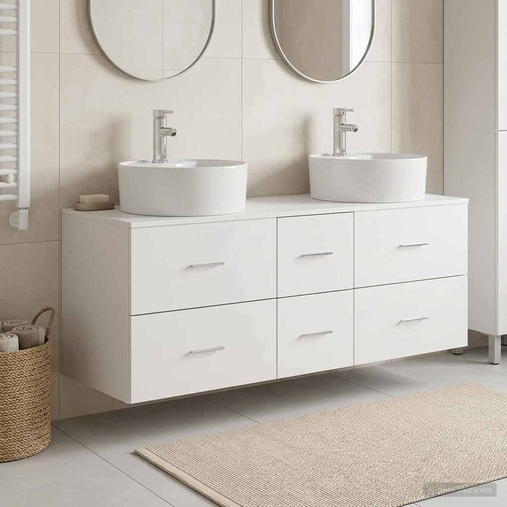 vidaXL Juego de muebles de baño 3 uds. Blanco 129 x 44.5 x 80 cm