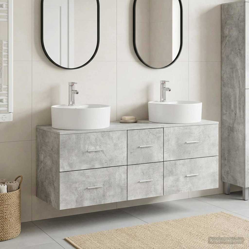 vidaXL Juego de muebles de baño 3 uds. Gris Hormigón