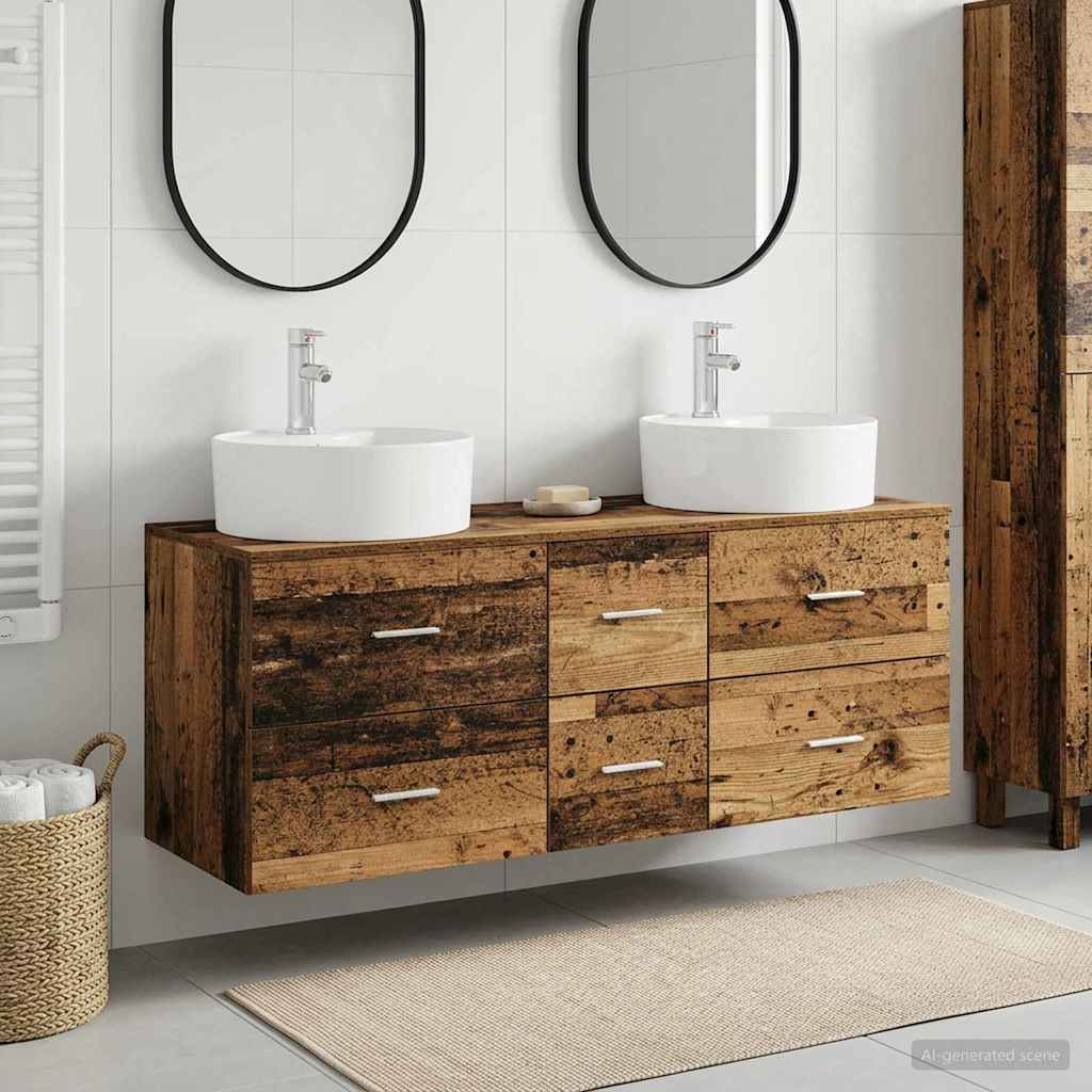 vidaXL Juego de muebles de baño 3 uds. Madera envejecida