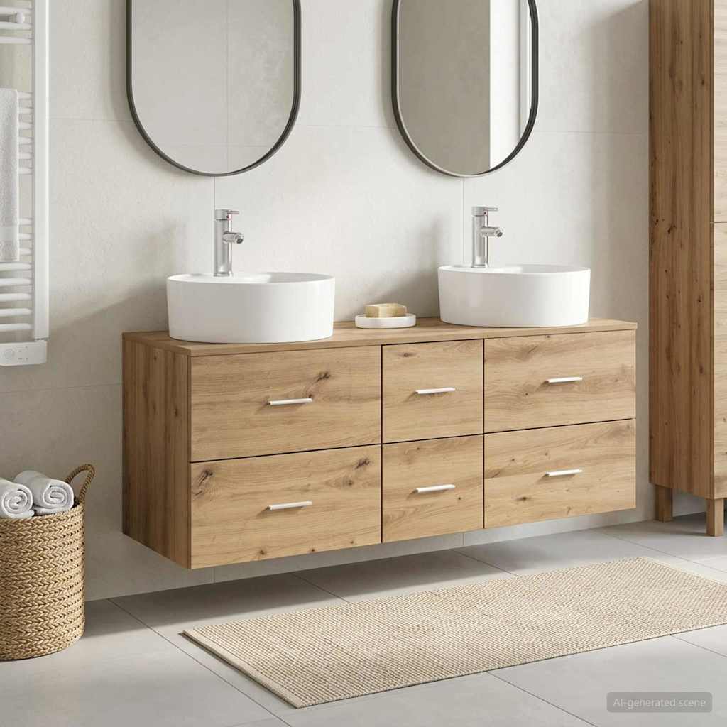 vidaXL Juego de muebles de baño 3 uds. Roble artisan