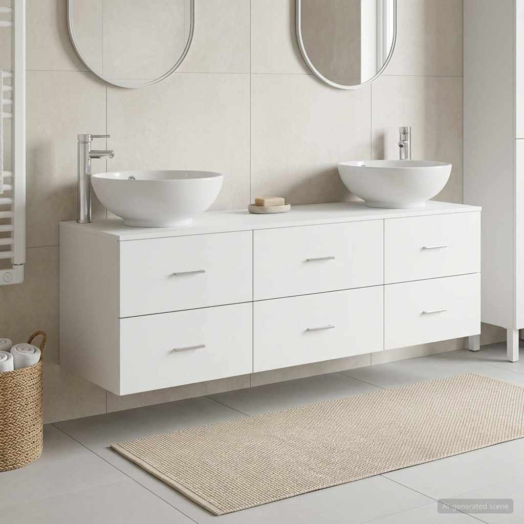 vidaXL Juego de muebles de baño 3 uds. Blanco 49,5 x 44,5 x 65 cm
