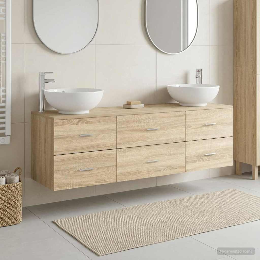 vidaXL Juego de muebles de baño 3 uds. Roble Sonoma