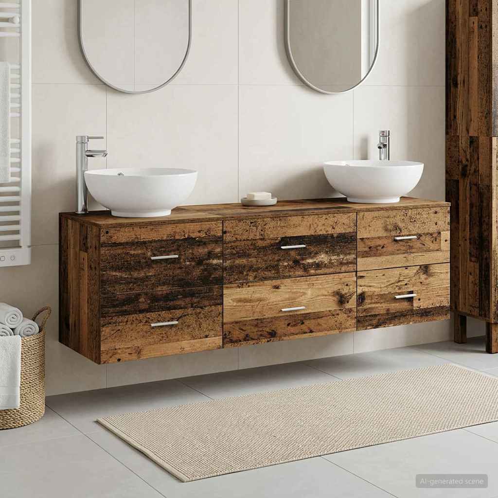 vidaXL Juego de muebles de baño 3 uds. Madera envejecida