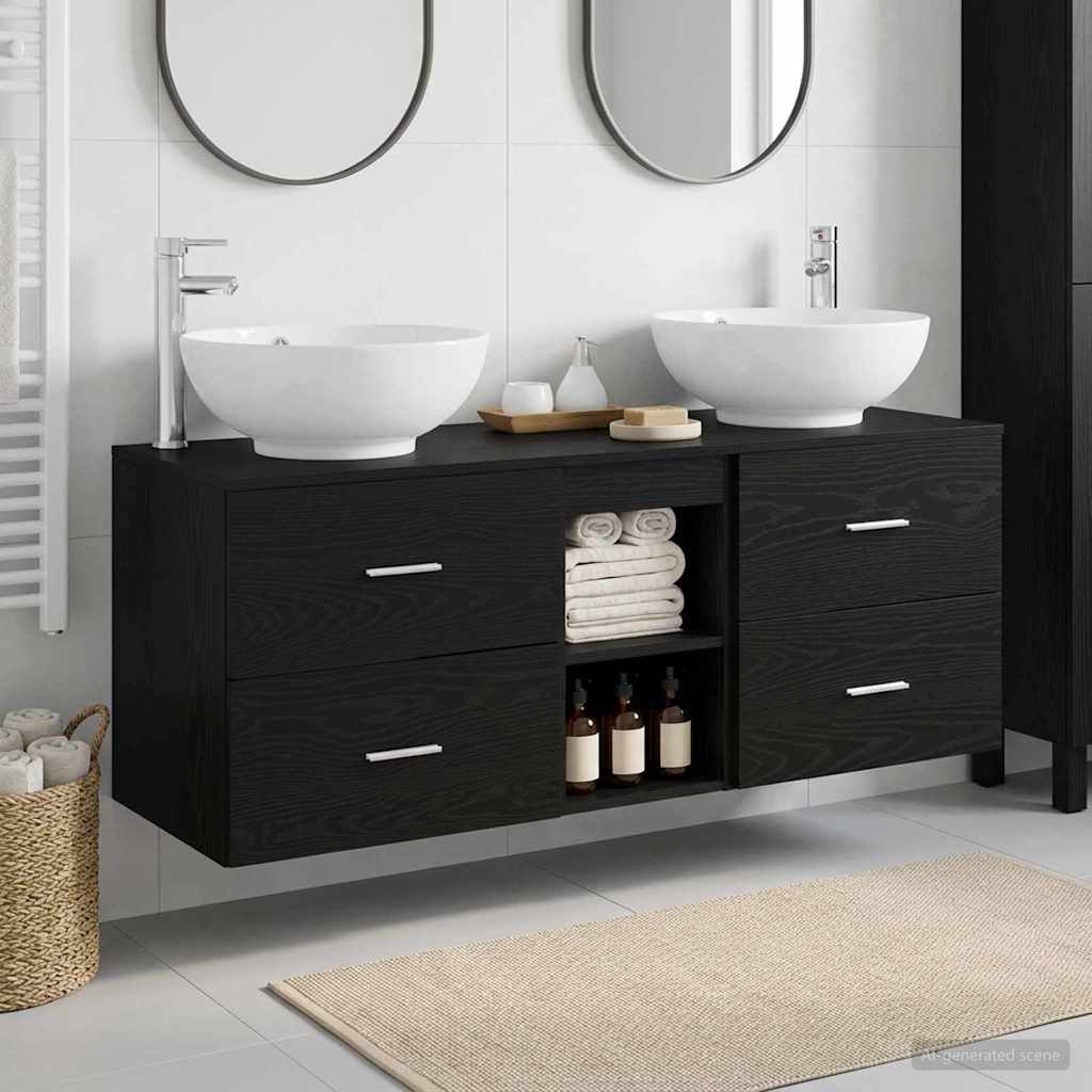 vidaXL Juego de muebles de baño 3 uds. Negro 49,5 x 44,5 x 65 cm