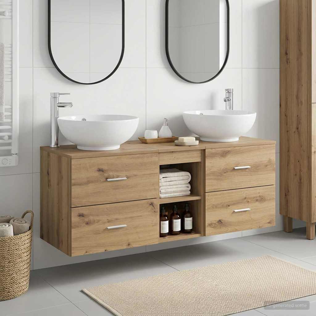 vidaXL Juego de muebles de baño 3 uds. Roble artisan