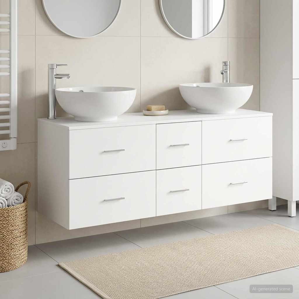vidaXL Juego de muebles de baño 3 uds. Blanco 129 x 44.5 x 80 cm