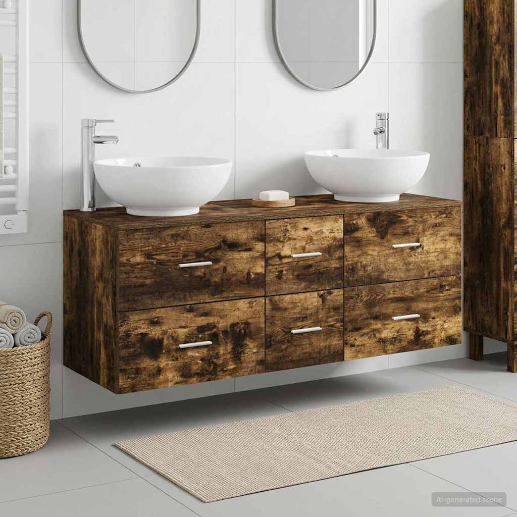 vidaXL Juego de muebles de baño 3 uds. Roble Ahumado