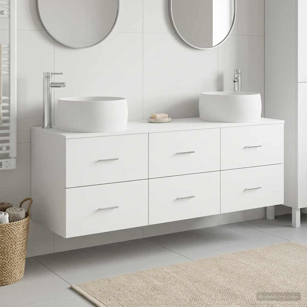 vidaXL Juego de muebles de baño 3 uds. Blanco 49,5 x 44,5 x 66 cm
