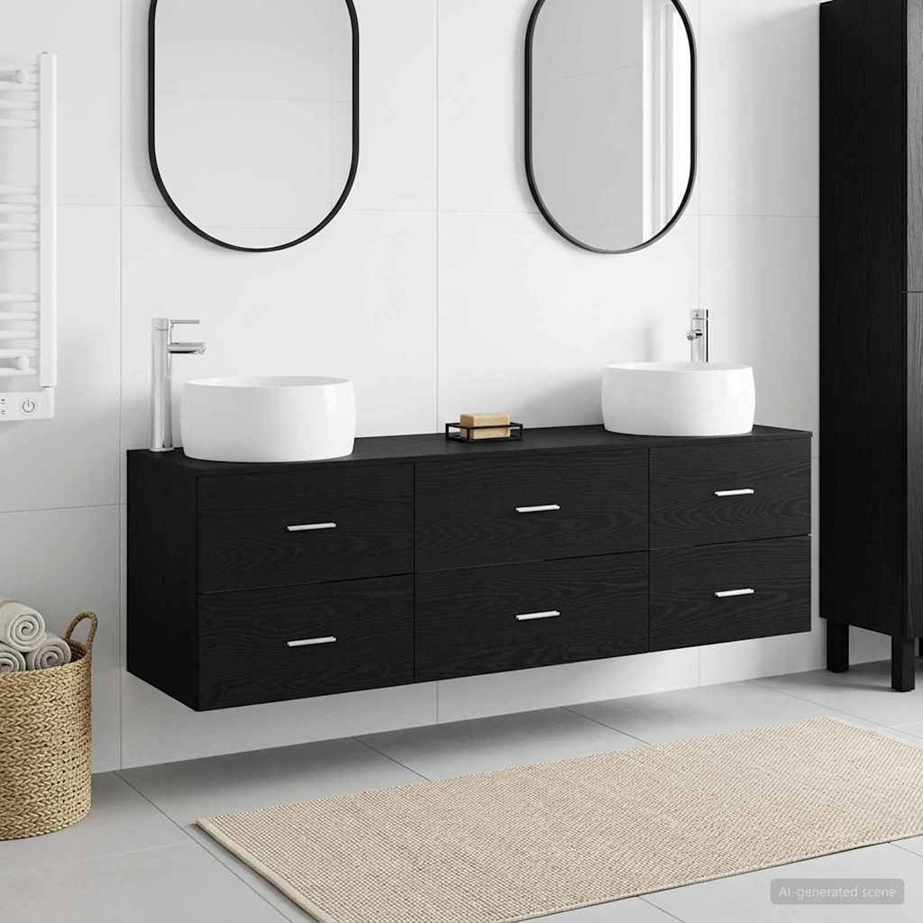 vidaXL Juego de muebles de baño 3 uds. Negro 49,5 x 44,5 x 66 cm
