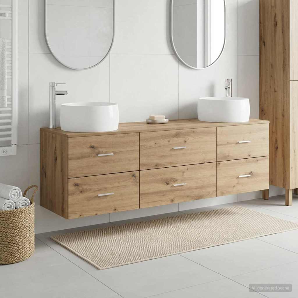 vidaXL Juego de muebles de baño 3 uds. Roble artisan