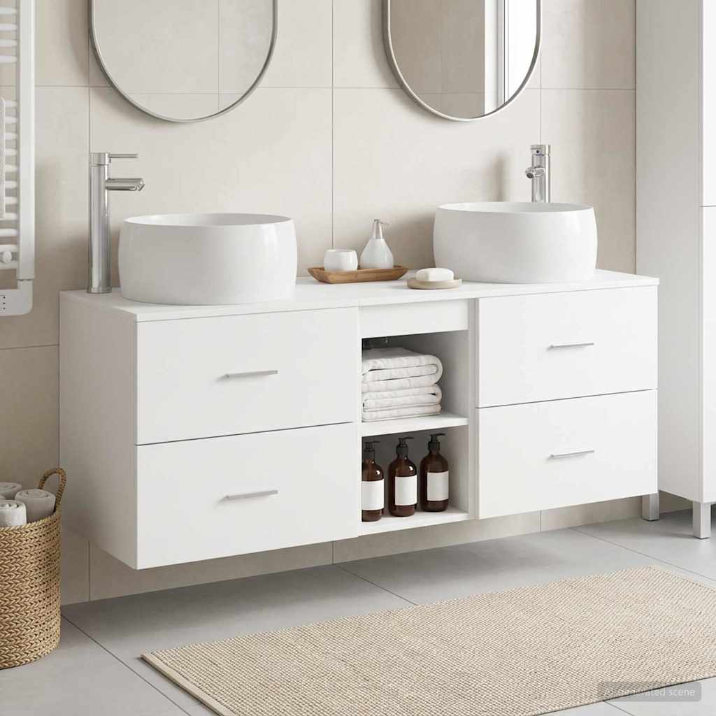 vidaXL Juego de muebles de baño 3 uds. Blanco 49,5 x 44,5 x 66 cm