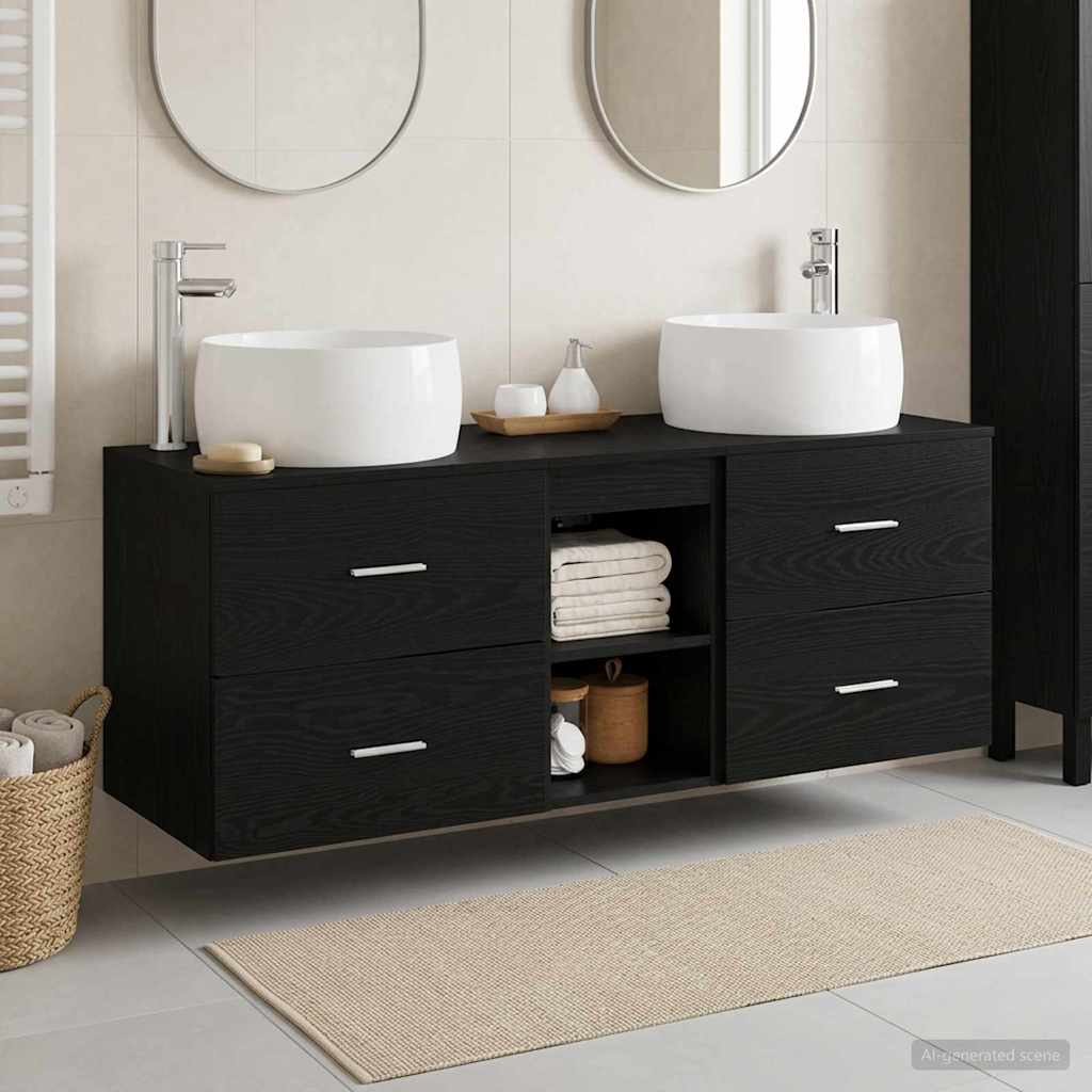 vidaXL Juego de muebles de baño 3 uds. Negro 49,5 x 44,5 x 66 cm