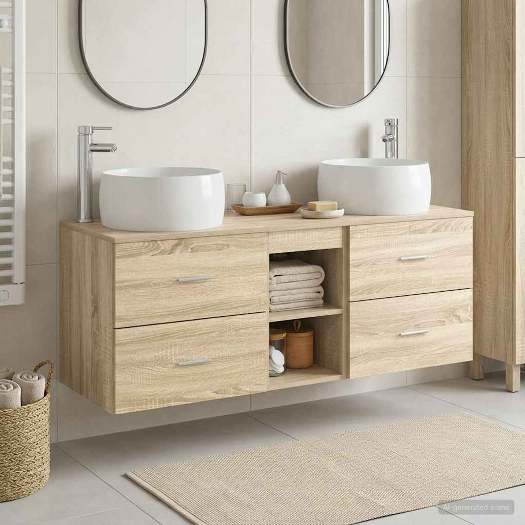 vidaXL Juego de muebles de baño 3 uds. Roble Sonoma