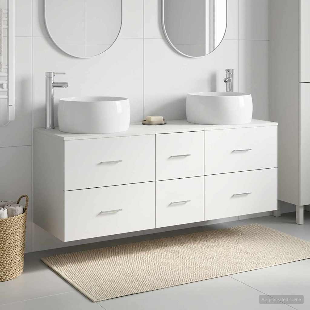 vidaXL Juego de muebles de baño 3 uds. Blanco 49,5 x 44,5 x 66 cm