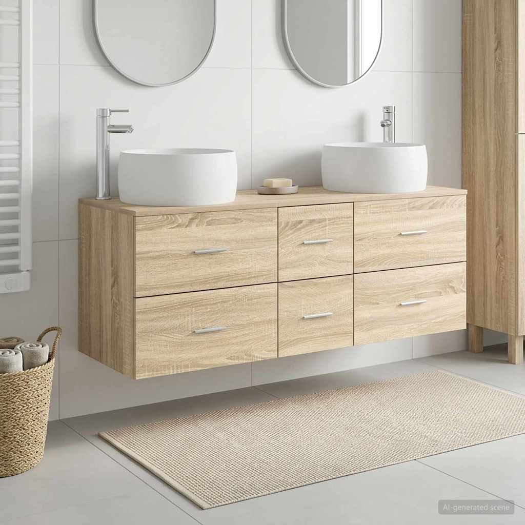 vidaXL Juego de muebles de baño 3 uds. Roble Sonoma