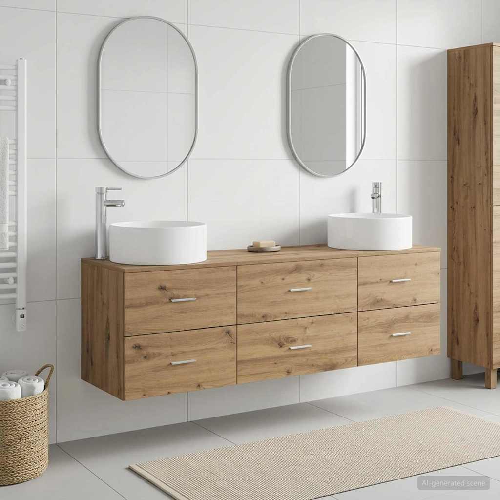 vidaXL Juego de muebles de baño 3 uds. Roble artisan